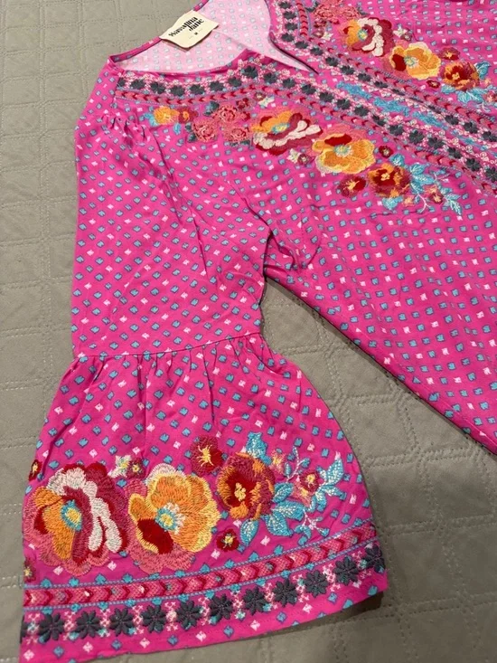 Savanna Jane Pink Embroidered Floral Tunic Top - Picture 6 of 12